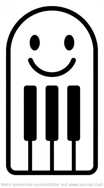 Klaviertaste mit Gesicht Ausmalbild