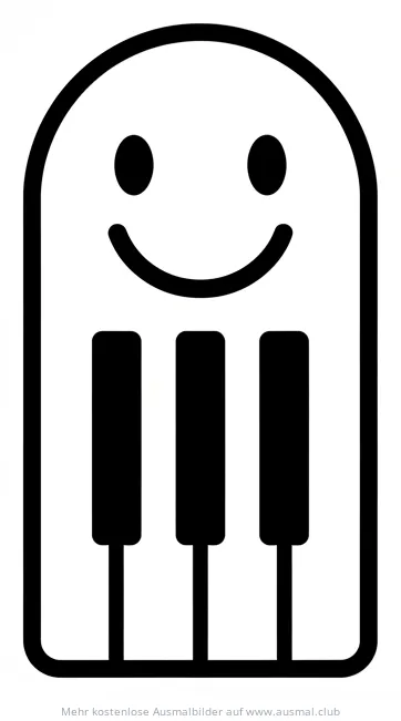 Klaviertaste mit Gesicht Ausmalbild