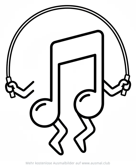 Noten Ausmalbild mit Springseil