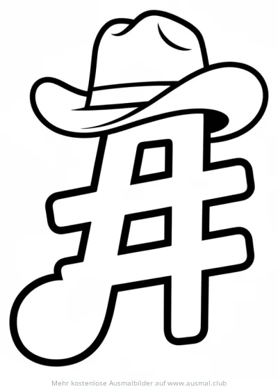 Kreuz mit Cowboyhut Ausmalbild