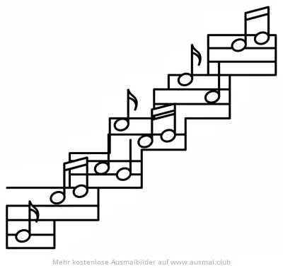 Tonleiter als Treppe mit Noten Ausmalbild