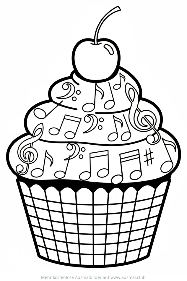 Noten Cupcake Ausmalbild