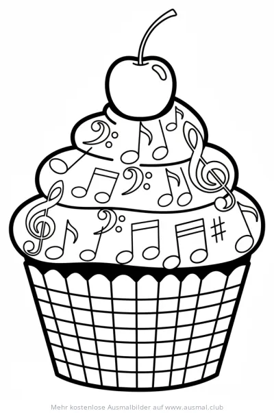 Noten Cupcake Ausmalbild