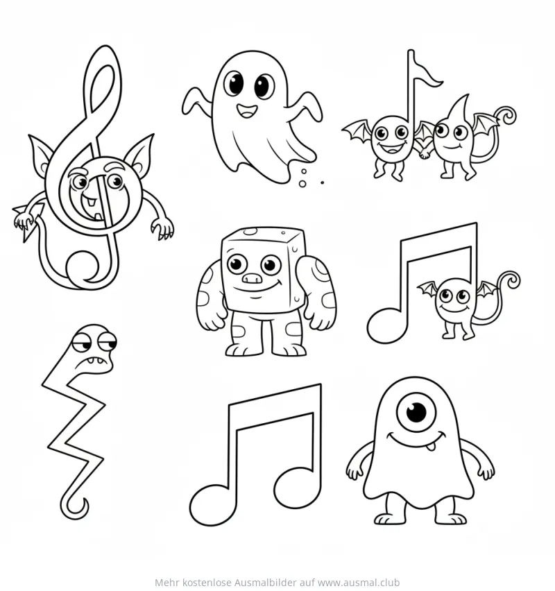 Noten Monster Ausmalbild