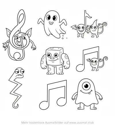 Noten Monster Ausmalbild