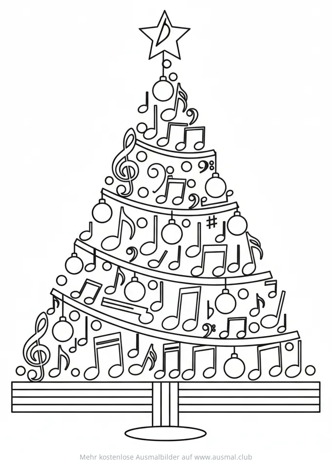 Noten Weihnachtsbaum Ausmalbild