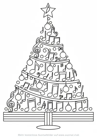 Noten Weihnachtsbaum Ausmalbild