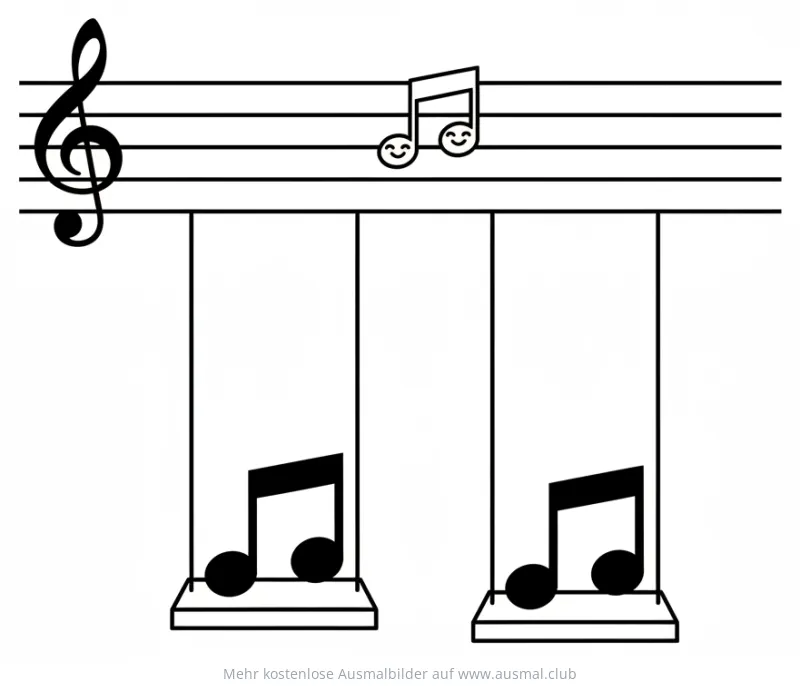 Noten auf Schaukeln Ausmalbild