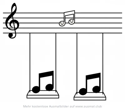 Noten auf Schaukeln Ausmalbild