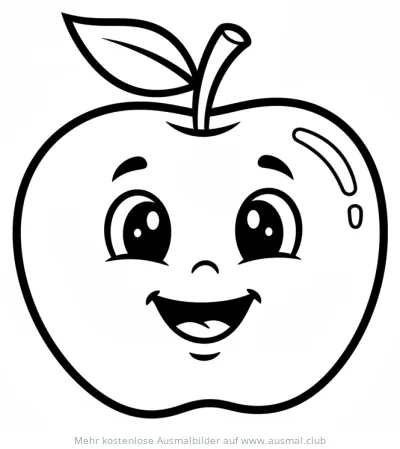 Freundlicher Apfel mit Gesicht Ausmalbild