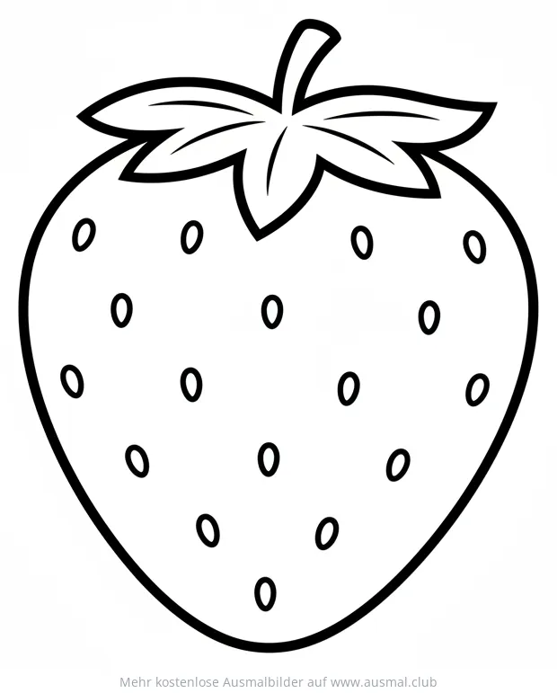 Erdbeere Ausmalbild mit Blättern