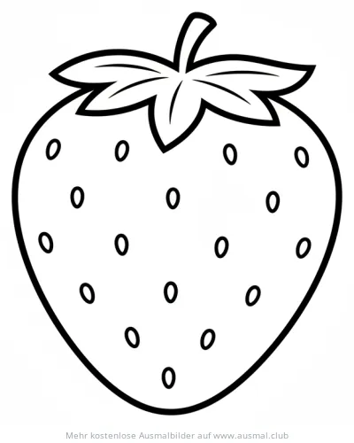 Erdbeere Ausmalbild mit Blättern