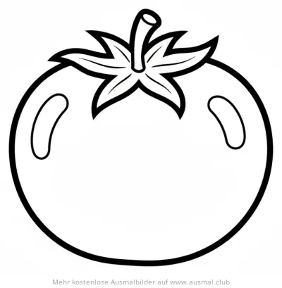 Tomate Ausmalbild mit Stiel und Blättern
