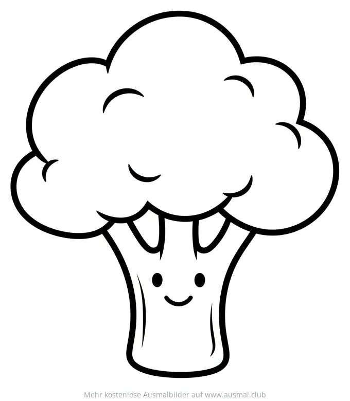 Brokkoli Ausmalbild mit Gesicht