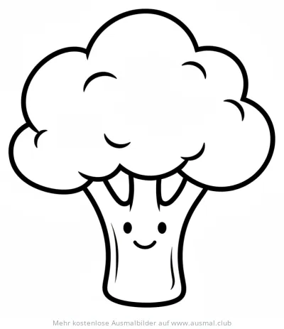 Brokkoli Ausmalbild mit Gesicht