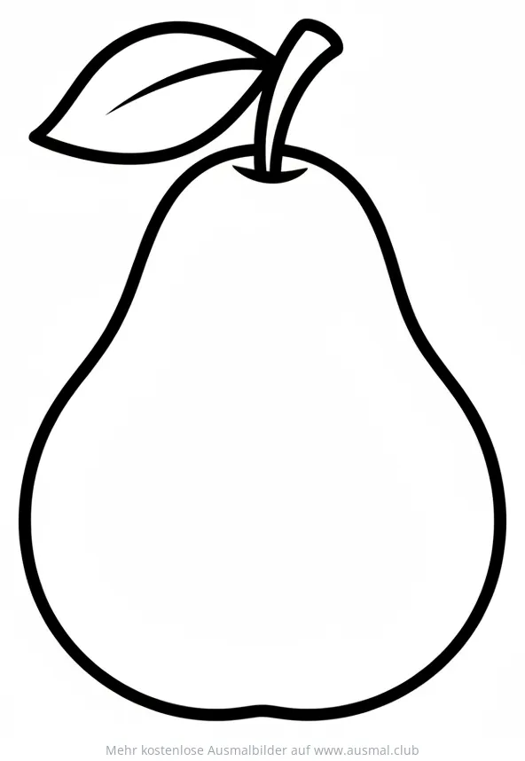 Birne Ausmalbild mit Blatt