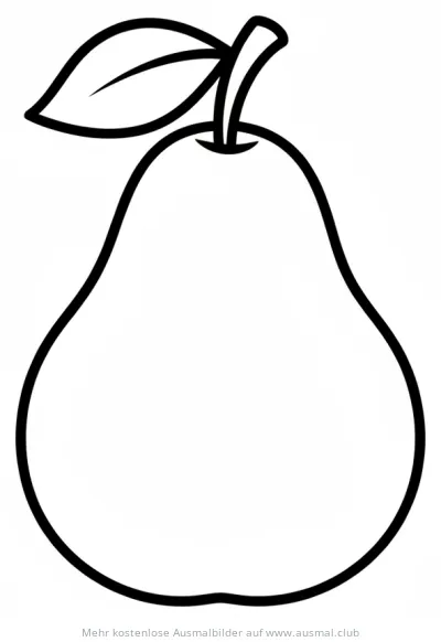 Birne Ausmalbild mit Blatt