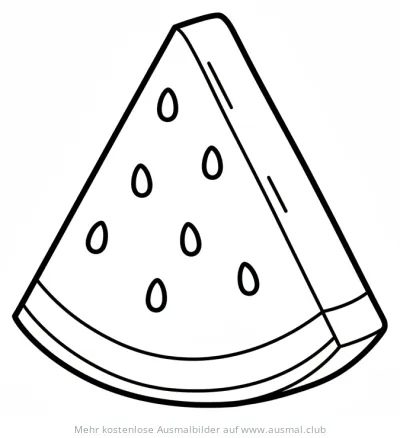 Wassermelone Stück Ausmalbild mit Kernen