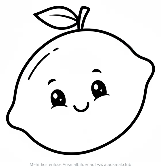 Freundliche Zitrone mit Gesicht Ausmalbild