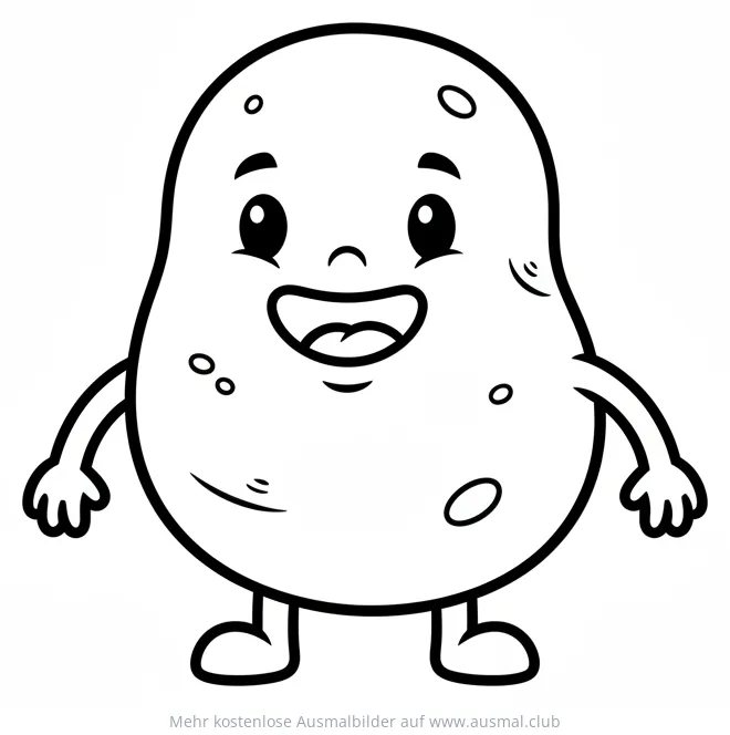 Fröhliche Kartoffel Ausmalbild mit Armen und Beinen