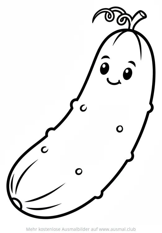 Freundliche Gurke Ausmalbild mit Gesicht