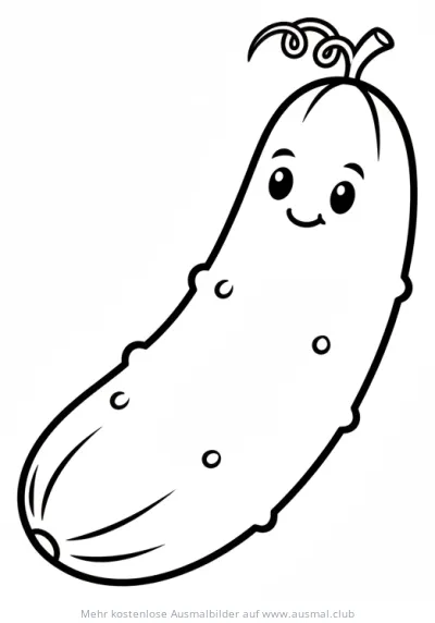 Freundliche Gurke Ausmalbild mit Gesicht