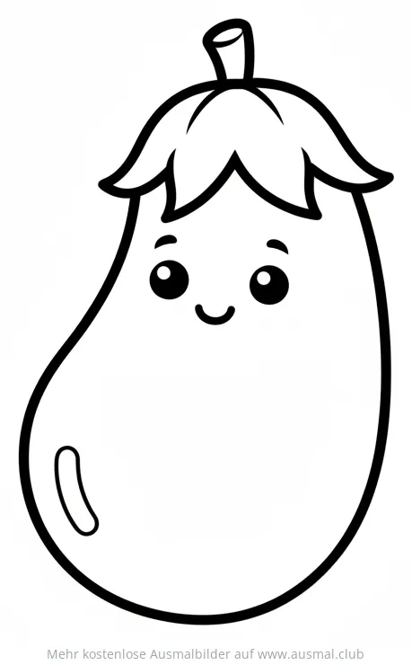 Niedliche Aubergine mit Gesicht Ausmalbild