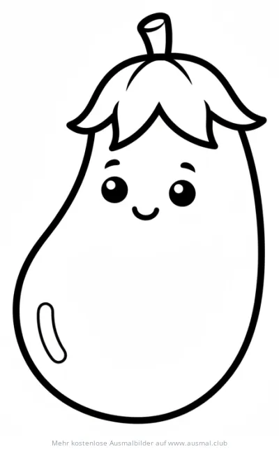 Niedliche Aubergine mit Gesicht Ausmalbild