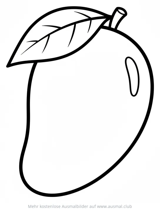 Mango Ausmalbild mit Blatt