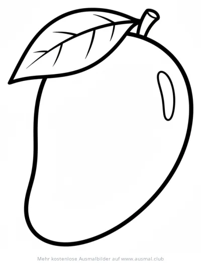 Mango Ausmalbild mit Blatt