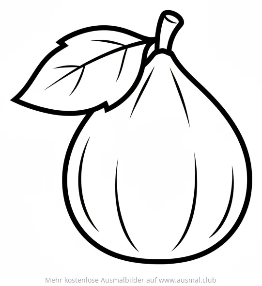 Feige Ausmalbild mit Blatt