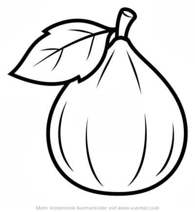 Feige Ausmalbild mit Blatt