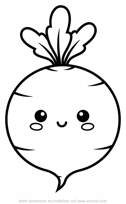 Freundlicher Rettich mit Gesicht Ausmalbild