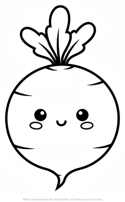 Freundlicher Rettich mit Gesicht Ausmalbild