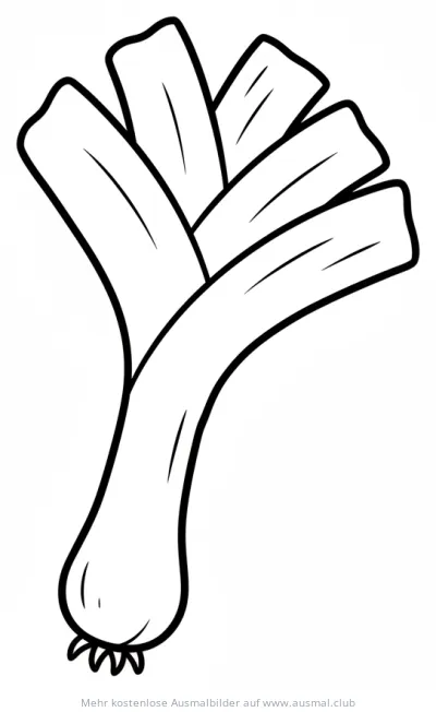 Lauch Ausmalbild mit Blättern und Wurzel