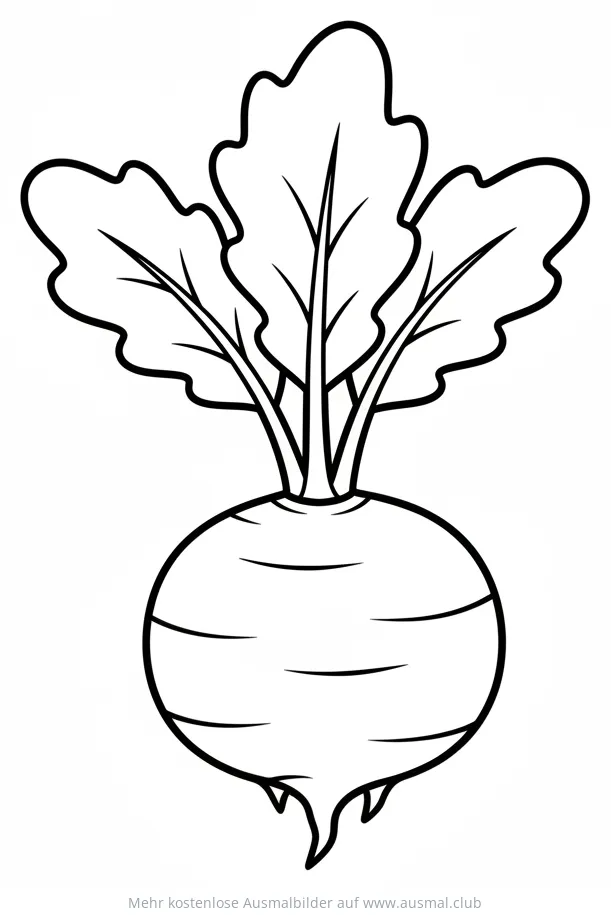 Steckrübe Ausmalbild mit Blättern