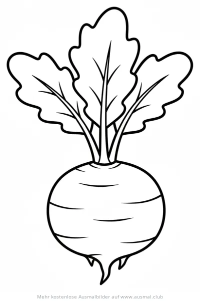Steckrübe Ausmalbild mit Blättern