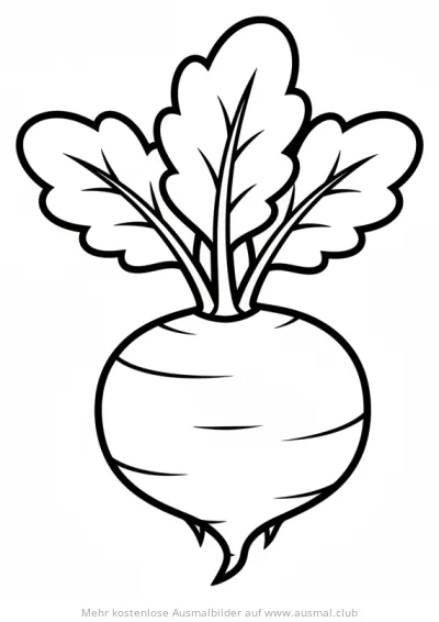 Rote Bete Ausmalbild mit Blättern