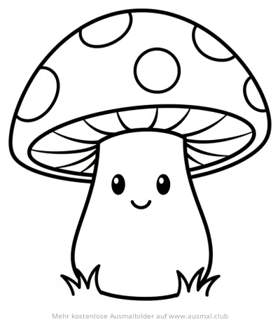 Freundlicher Pilz mit Punkten Ausmalbild