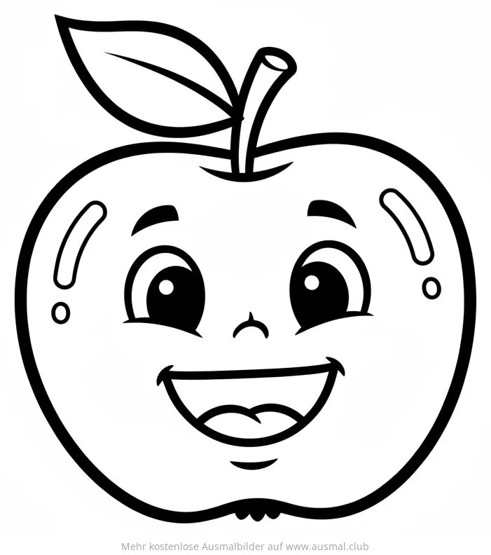Lachender Apfel mit Gesicht Ausmalbild