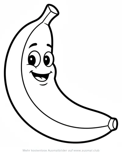 Banane Ausmalbild mit Gesicht