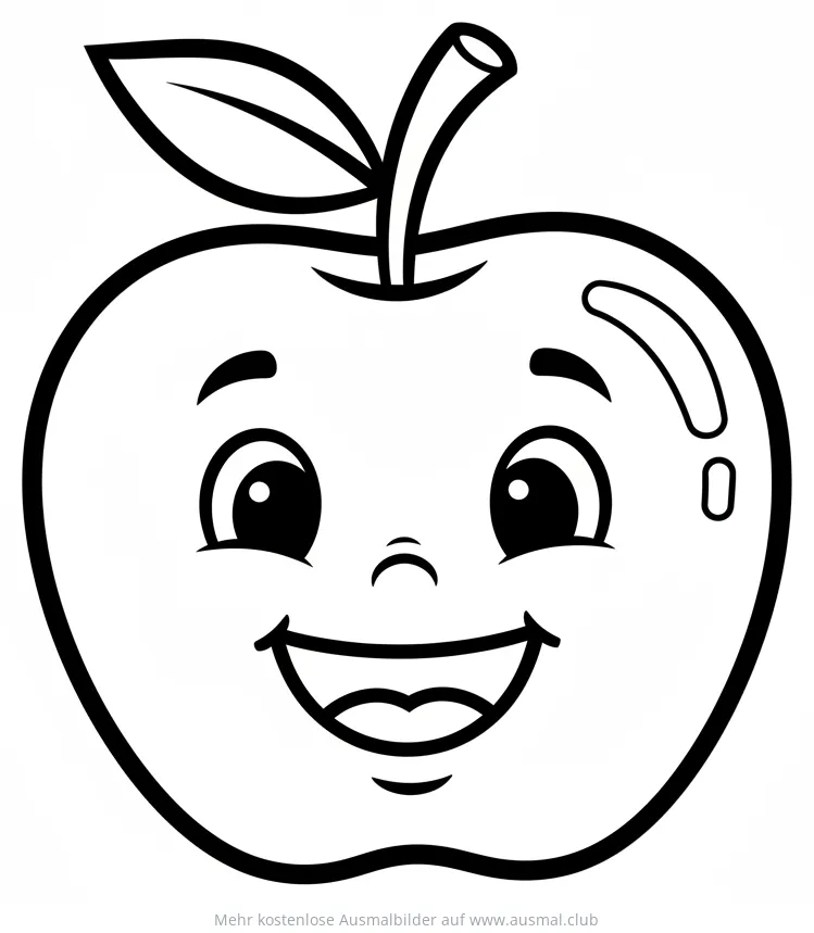 Freundlicher Apfel mit Gesicht Ausmalbild