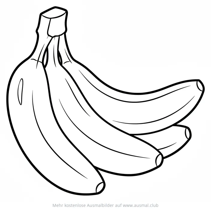 Bananenstaude mit vier Bananen Ausmalbild
