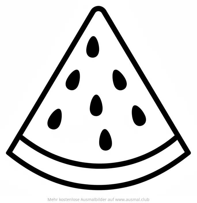 Wassermelone Ausmalbild mit Kernen