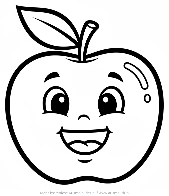 Freundlicher Apfel mit Gesicht Ausmalbild