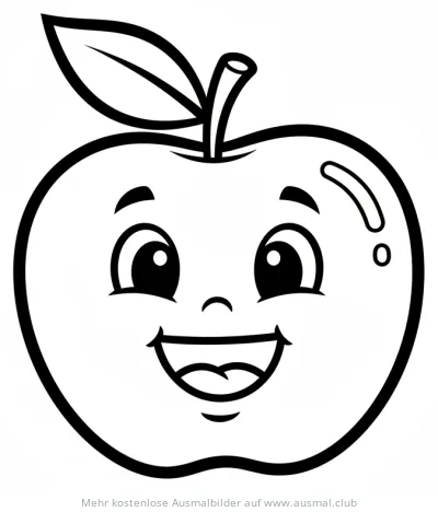Freundlicher Apfel mit Gesicht Ausmalbild