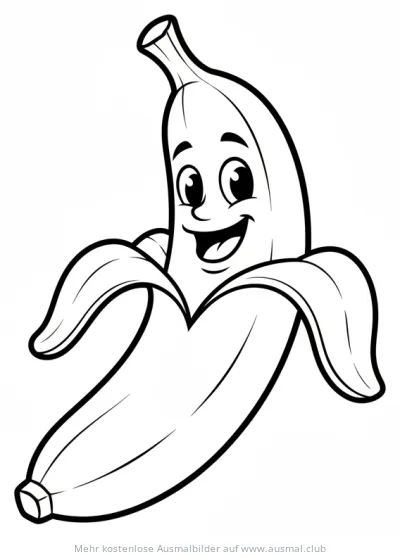 Fröhliche Banane mit Gesicht Ausmalbild