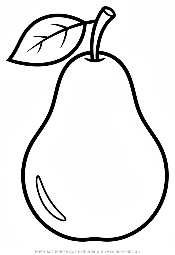 Birne Ausmalbild mit Blatt