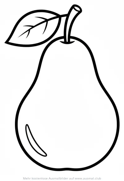 Birne Ausmalbild mit Blatt