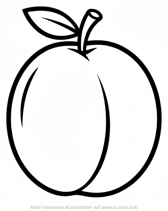 Pflaume Ausmalbild mit Stiel und Blatt